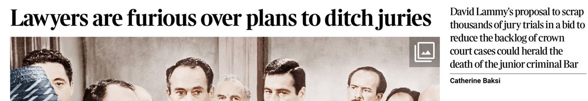 Ending the right to a jury trial for thousands of cases will ‘destroy the criminal bar’ lawyers say bit.ly/4ps8krR also I hadn’t realised the automatic right to appeal a conviction is to be ended - it will need court approval in future