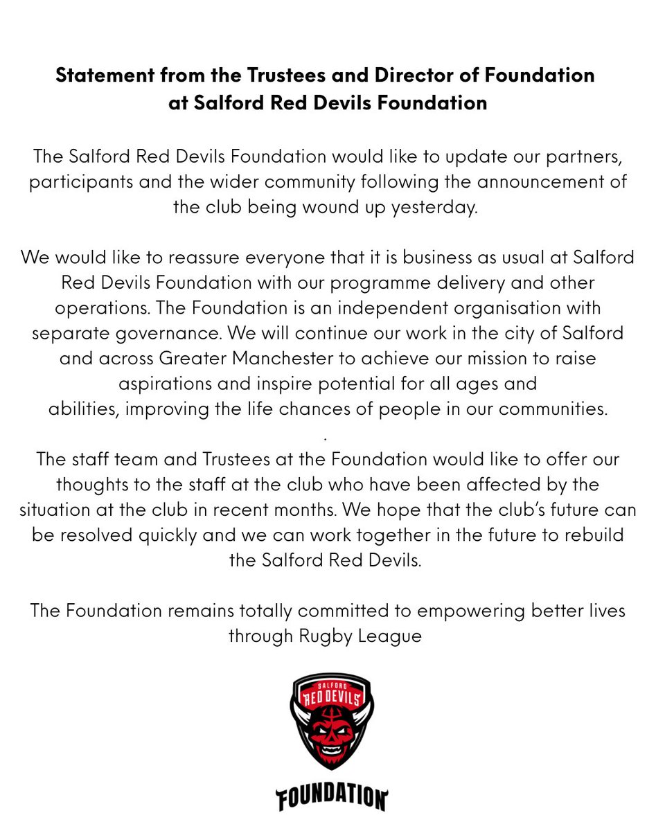 Salford RLFC Foundation tweet media