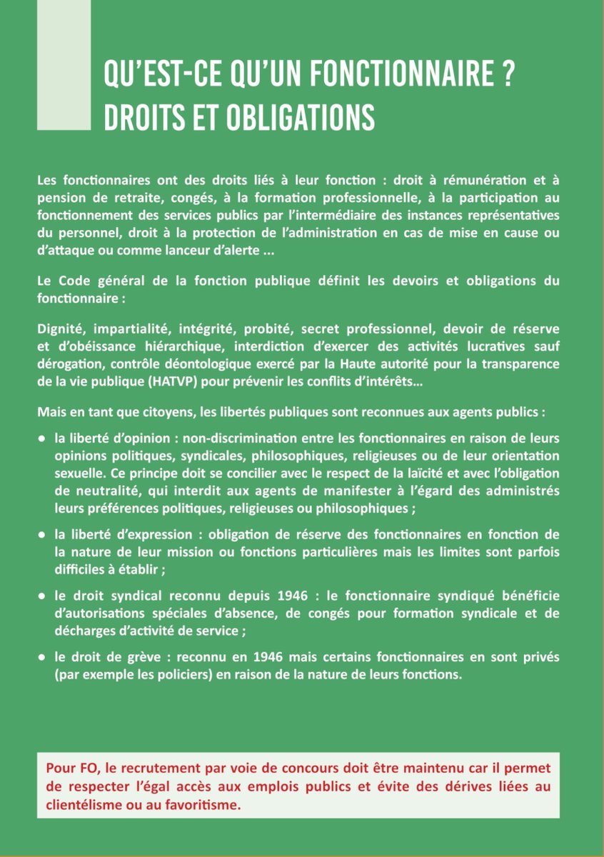 force_ouvriere's tweet image. [#SOS #Fonctionpublique]

FO rappelle le rôle essentiel de la FP dans un document qui éclaire sur les sujets la concernant afin de mieux comprendre son évolution.
#Droits et #obligations d&apos;un #fonctionnaire : pour en savoir plus &amp;gt;&amp;gt;force-ouvriere.fr/sos-services-p…