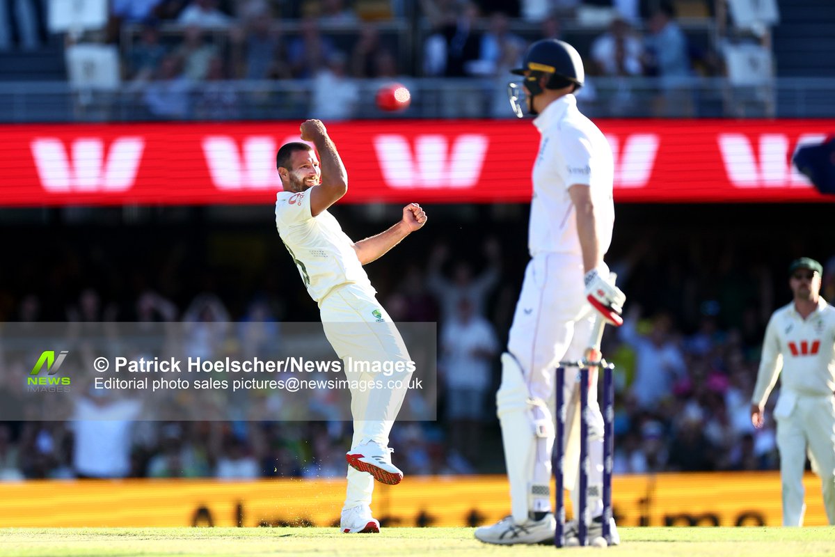 Michael Never of Australia celebrates dismissing Zak Crawley of England during the NRMA Insurance Ashes Second Test Day 1 Series match Australia vs England at The Gabba, Brisbane Cricket Ground, Brisbane, Australia, 4th December 2025 (Photo by Patrick Hoelscher/News Images)
To