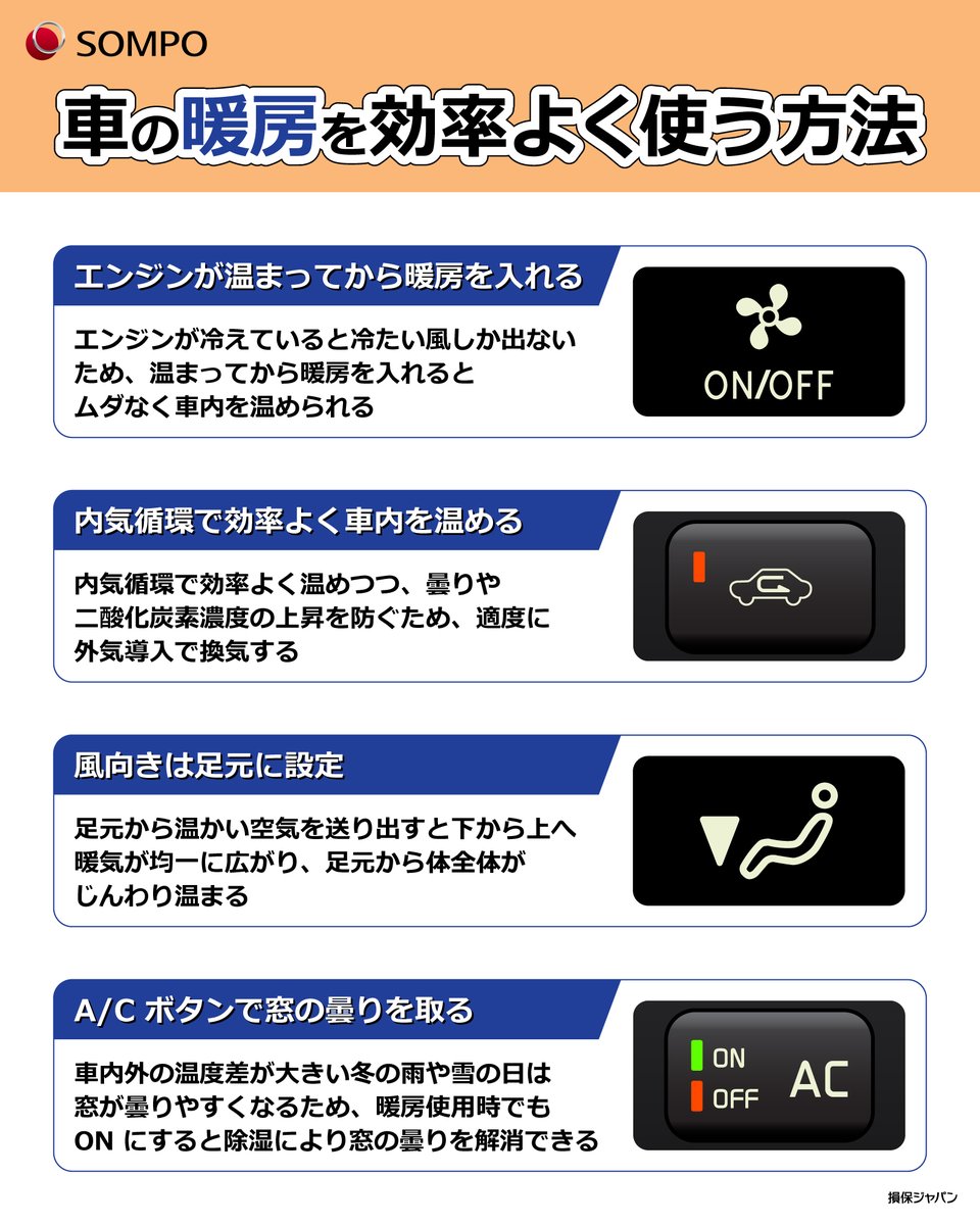 必見💡】 寒い車内をサッと暖めるコツ 冷えた車内を短時間で暖めるための、かんたんテクニックをご紹介します。  燃費の悪化を防げて、お財布にもやさしいのがポイント。 今日からすぐ使える方法ばかりなので、ぜひ試してみてくださいね！ #暖房