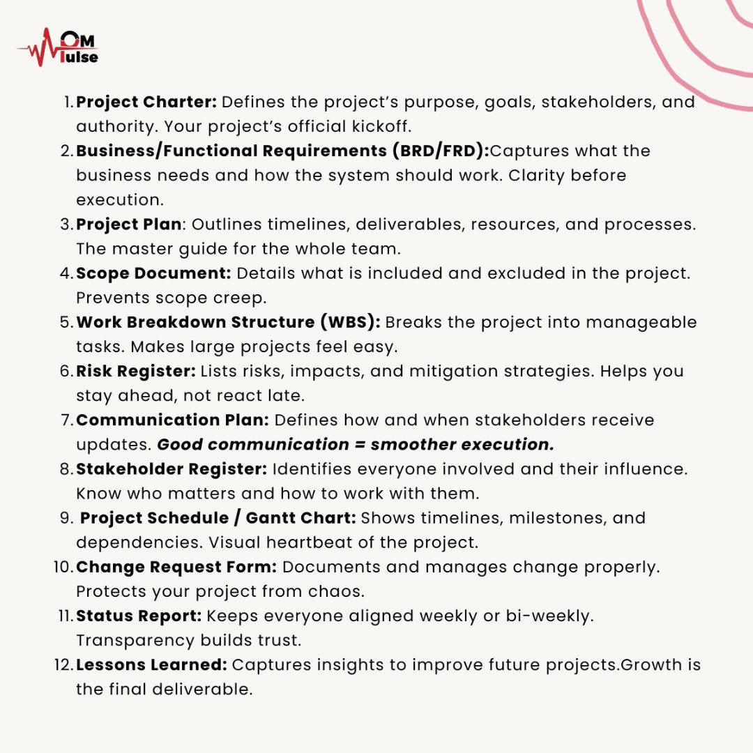 PM_Pulse's tweet photo. New or experienced, every PM needs these 12 essential documents.
Save this for your next project
#PMPulse #PMTips https://t.co/hAOGqYb0Zj