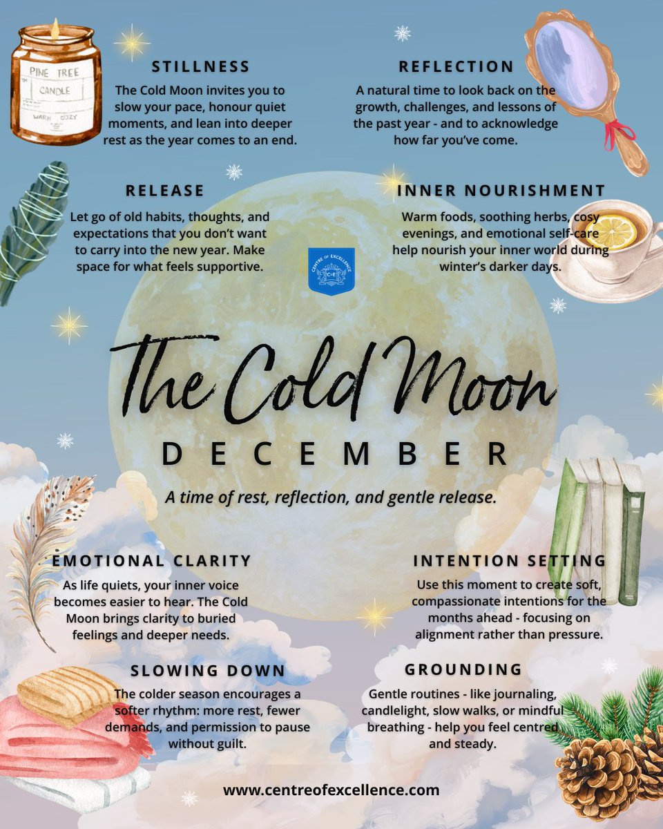 A moment to slow down, release what no longer supports you, and set gentle intentions for the year ahead 🌙✨

Discover how intention-setting can transform your daily life: centreofexcellence.com/how-to-set-int…

#ColdMoon #FullMoonEnergy