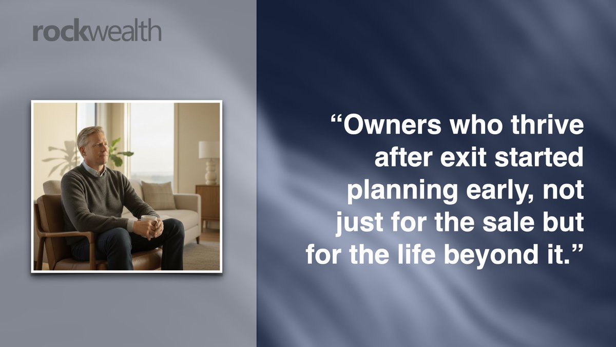 RobinJPowell's tweet photo. Most exit advice focuses on tax and valuation.

The owners who thrive after selling a business planned for something else: the life beyond it.

My latest for for @rockwealthUK 👉 https://t.co/b9tUcIeuAv

#sellingabusiness #businessexit #financialplanning https://t.co/0dciAbUndT