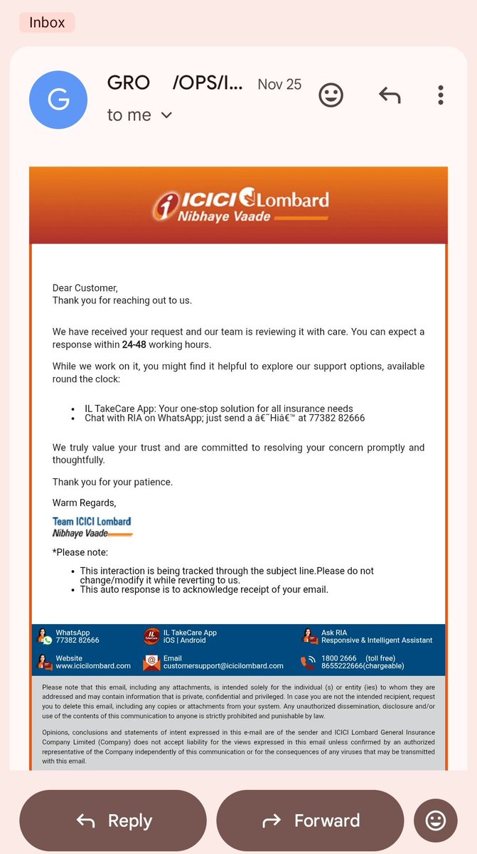 YBJP_4India's tweet photo. From 25 nov 2025 to till now 48 working hours not happened yet?🤣

What kind of lazy people are in @ICICILombard &amp; what kind of service are they providing to the customers?
Why salary are they getting for it?

सब गोलमाल है
@MantriSanjeev https://t.co/p84XYCpRsl