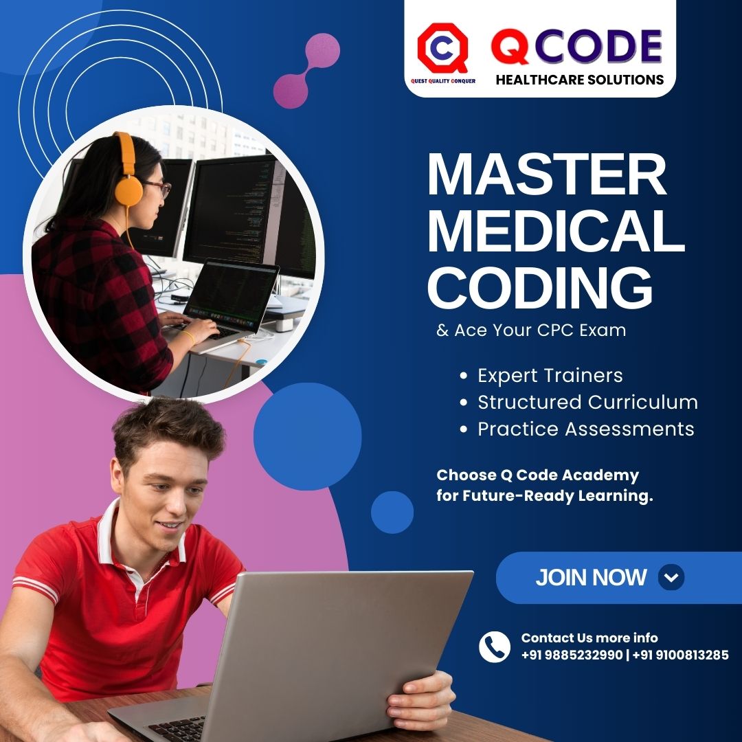qCodeacademy_'s tweet image. Want to master medical coding and confidently clear your CPC exam?
The perfect combination of expert trainers, structured curriculum, and real-time practice assessments.

Choose Q Code Academy for future-ready medical coding education.
#QCodeAcademy #MedicalCoding #CPCTraining