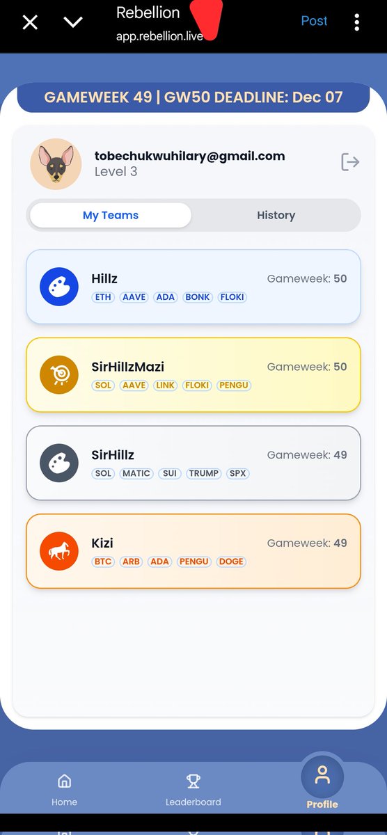 SirHillz's tweet photo. ๐ฅ Gameweek 49 vibes on Rebellion_labs!
My squads are locked in, climbing the leaderboard, and chasing those BP like a true degen strategist. ๐โก
Letโs see who finishes strong before GW50 closes!
#RebellionLabs #FantasyCrypto #GW49 https://t.co/TsWU3SJ6fn