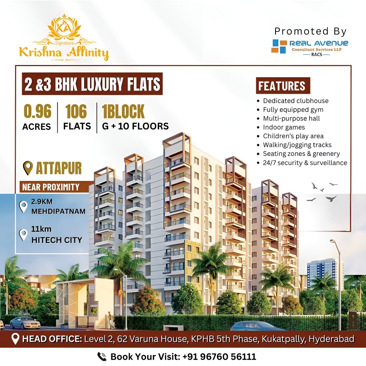 real_avenues's tweet photo. Homes everyone is talking about in Attapur!
Premium 2 &amp; 3 BHKs from ₹90 Lakhs — with luxury amenities and unbeatable connectivity.

🔐 A secured, peaceful, family-friendly community.
📞 Call now: 96760 56111
#KrishnaAffinity #LuxuryLiving #AttapurHomes #HyderabadRealEstate https://t.co/kpNtvcI7VF