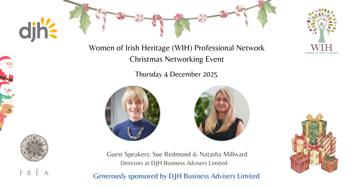 FreaCommunity's tweet image. Tonight’s the night! 🎄 Our final WIH Networking event of 2025 takes place in Manchester! Limited spaces just opened - contact Dorothy to join: dorothy.lynch@frea.org.uk. Huge thanks to @DJHAdvisers &amp;amp; our raffle partners for supporting WIH. Here’s to a big 2026! 💚
