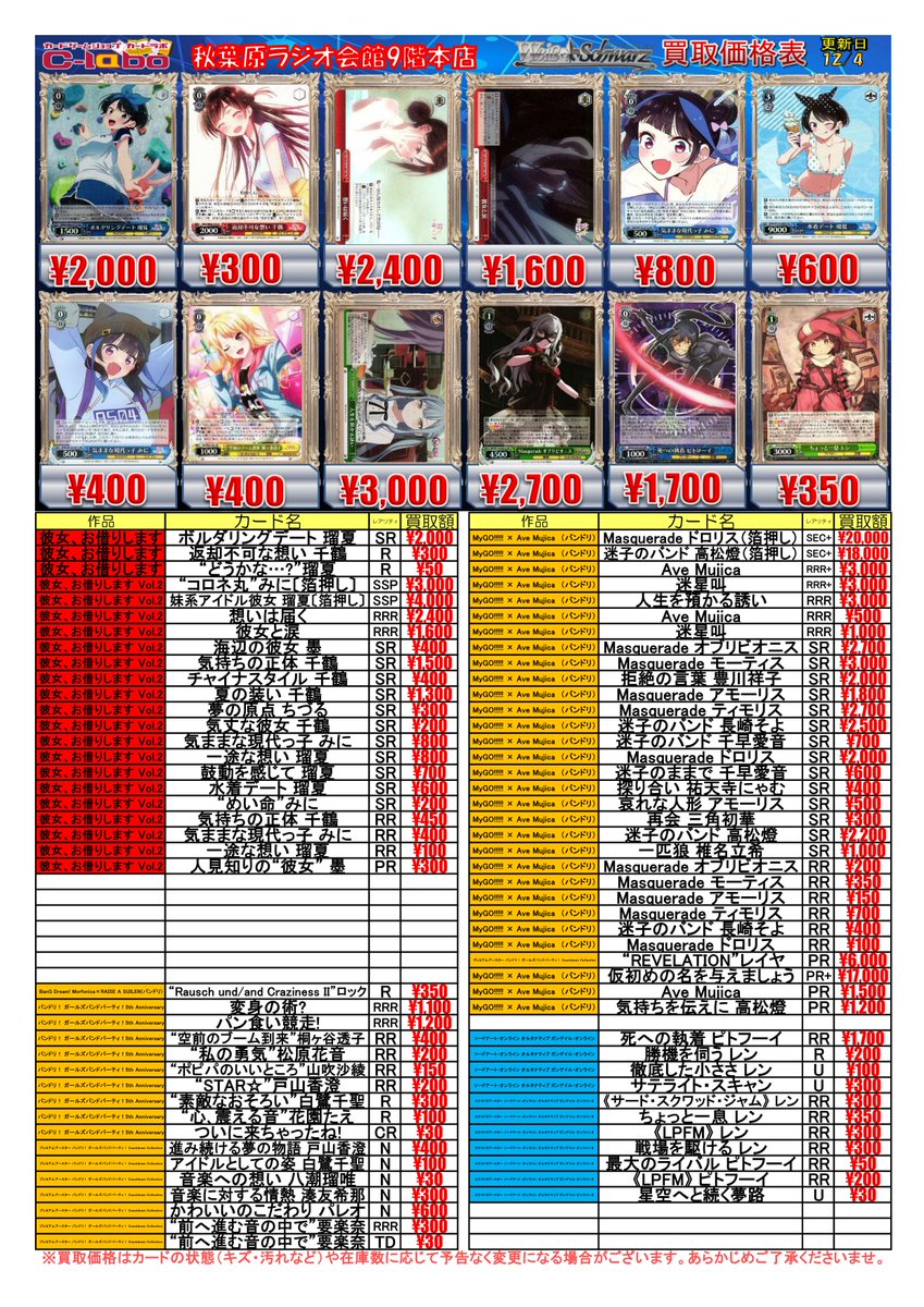 ◇ #ヴァイスシュヴァルツ 買取情報◇ 想いは届く RRR 2400 気ままな