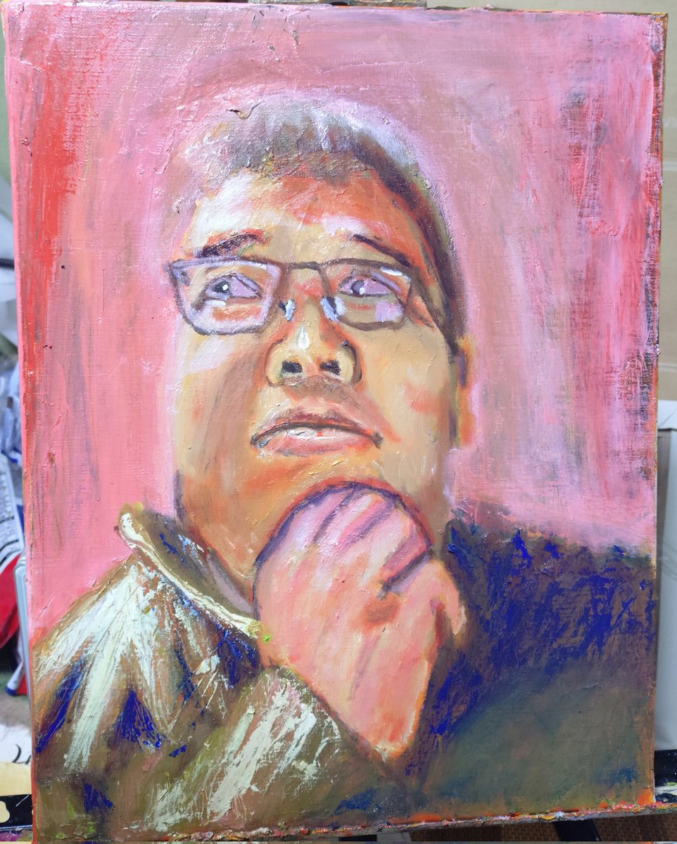 思案」2025年12月 F6 油彩 #油絵 #oilpainting #アナログはいいぞ