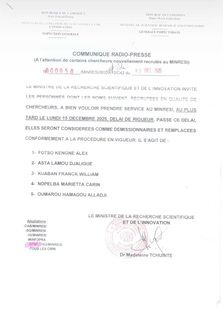 MINRESI (@minresi_cm) on Twitter photo 