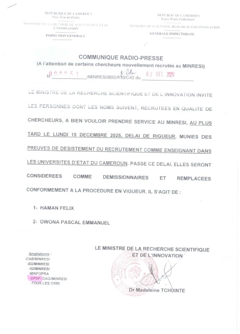 MINRESI (@minresi_cm) on Twitter photo 