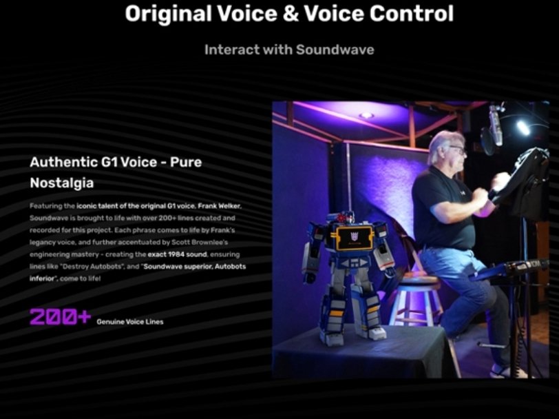 Robosen SOUNDWAVE will feature a FUNCTIONAL BLUETOOTH SPEAKER and will have voice lines done by FRANK WELKER