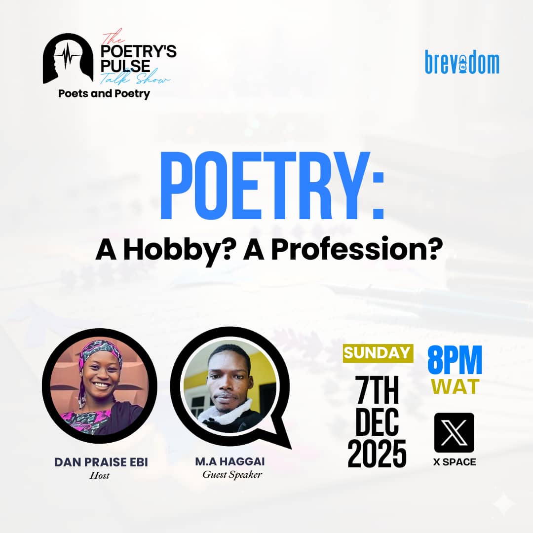 Uncertainties remain about poetry being a hobby or a profession. Many view it leisurely while others see its financial side. The question remains: Is poetry a hobby or a profession?

Join us Sunday night on The Poetry's Pulse Talk Show, as <a href="/MAHaggai/">MA Haggai</a> shares insights on this topic.