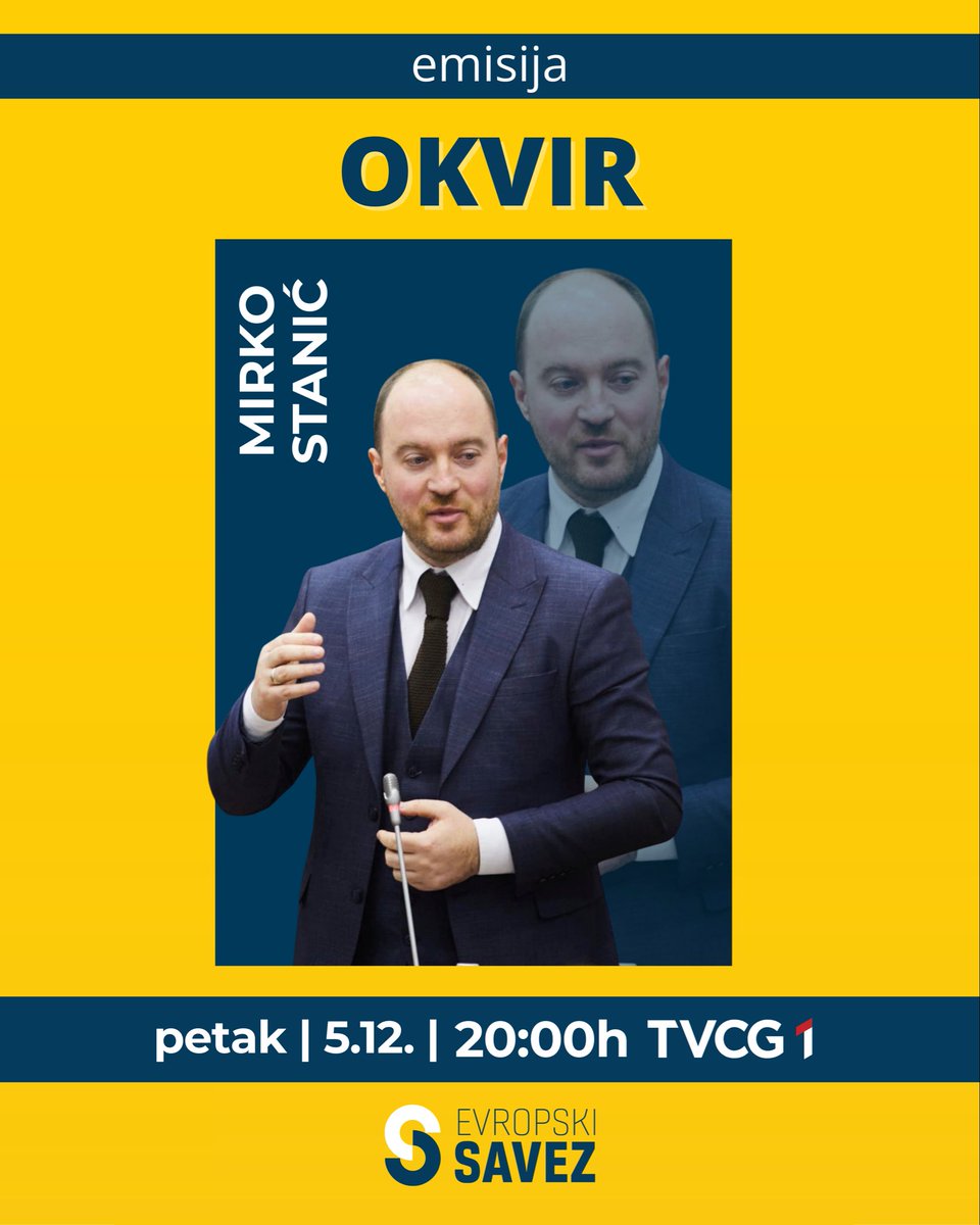 📣Petak, 5. decembar u 20h, na Prvom programu TVCG! <a href="/StanicM/">Mirko Stanic</a> <a href="/SDPCG/">SDP Crne Gore</a>