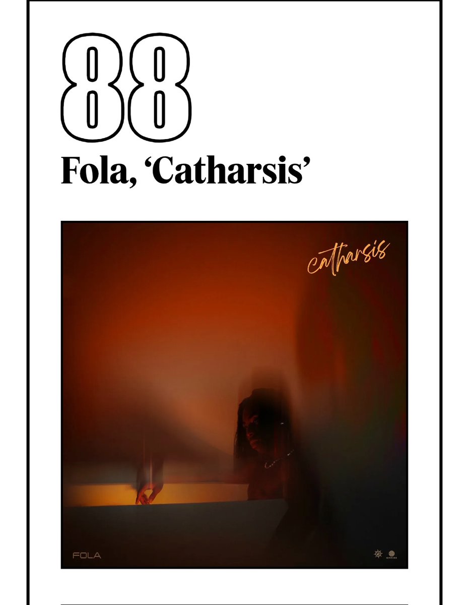 MusiqFro's tweet image. 🚨 African albums on RollingStone&apos;s &quot;The 100 Best Albums of 2025&quot; list. 💽🌍

#27. Protect Sarz At All Costs - Sarz 
#37. Black Star - Amaarae 
#73. 5ive - Davido 
#88. catharsis - FOLA