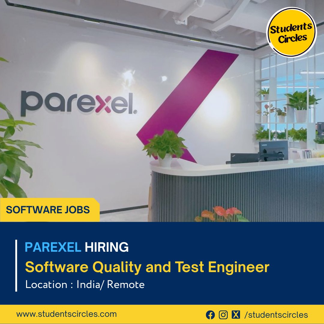 karthikpattadi's tweet image. 🏢 Company: Parexel

🧾 Job Role: Software Quality and Test Engineer
📍 Location: India/ Remote
💰 Stipend: Rs 25,000 + Bonus

🔗 Apply Now: tr.ee/SEpuIP

👉 Get Placement : studentscircles.com/join-community/