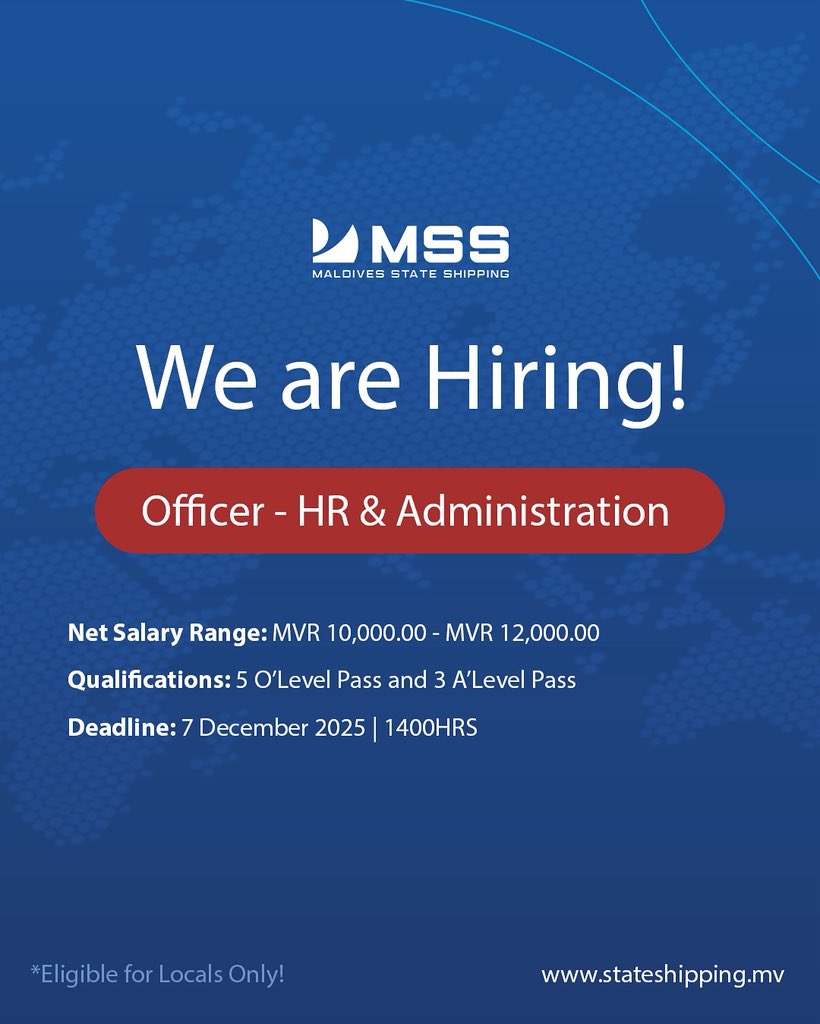 Join our team and be a vital part of  an innovative community thriving on excellence and productivity!

Apply now! 

gazette.gov.mv/iulaan/370564