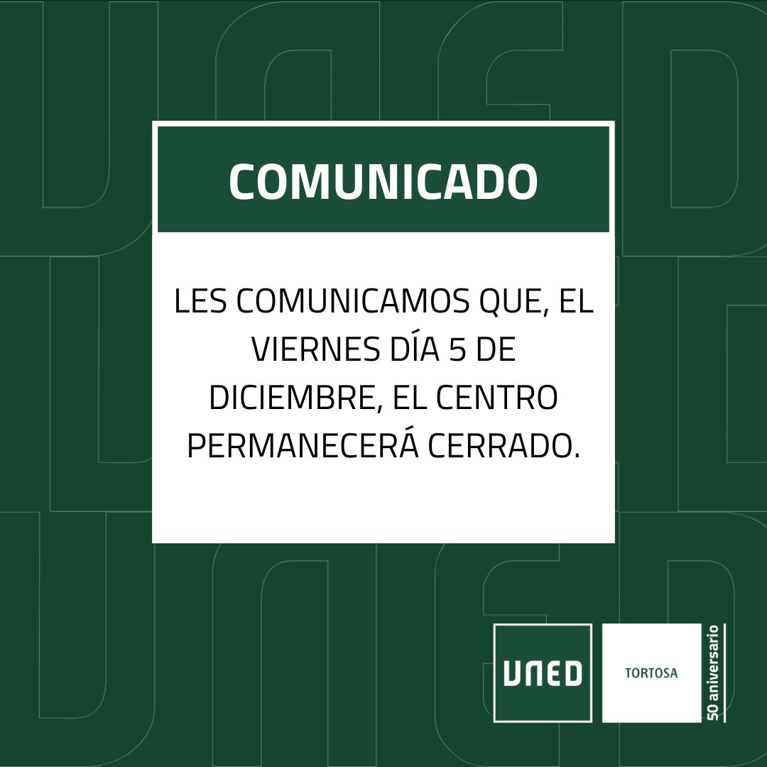 📢 El próximo viernes 5 de diciembre nuestro centro permanecerá cerrado. Volvemos en nuestro horario habitual.