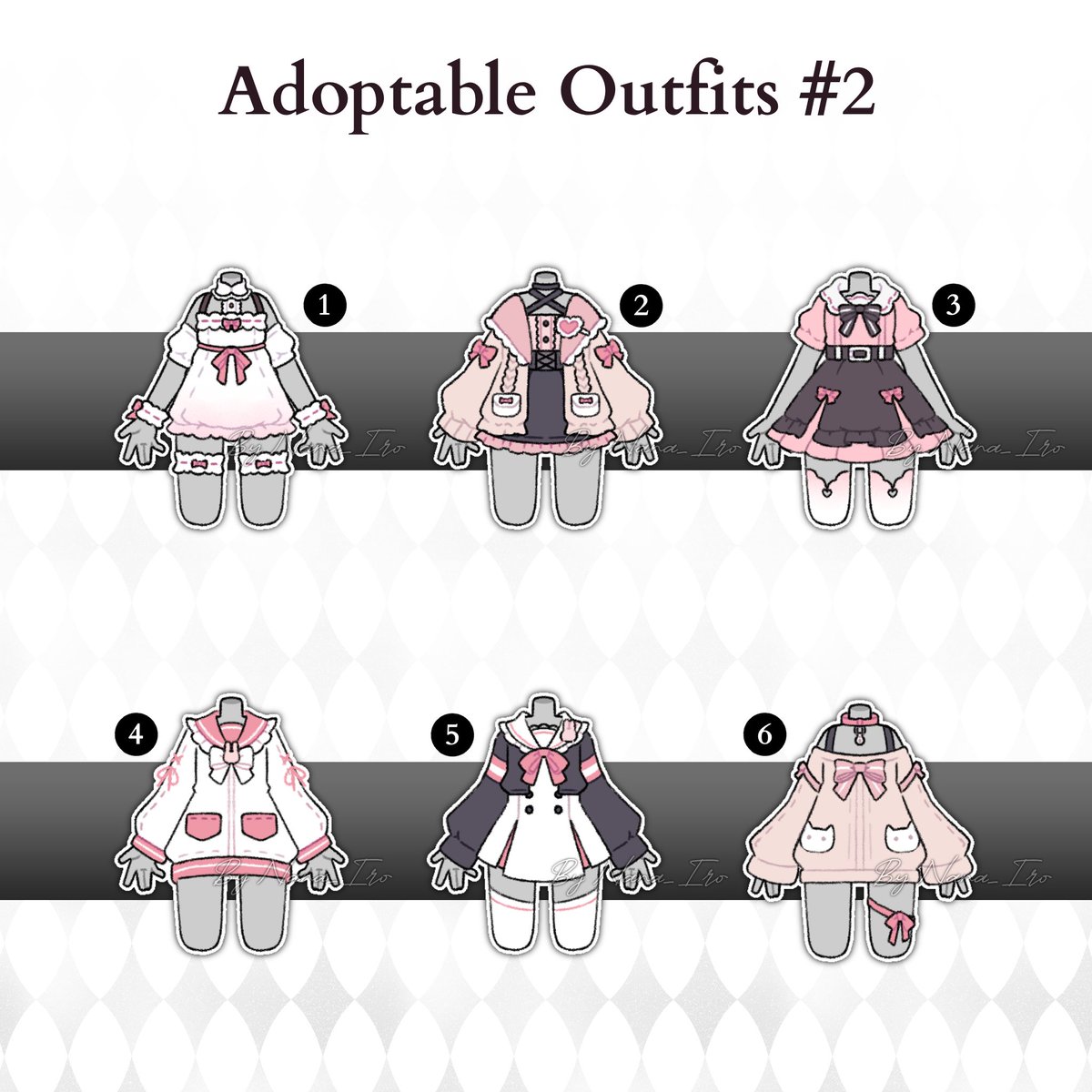 [↺ rts and ♡ likes appreciated!]
> Both 2 sets of #adoptable outfits are available in my #VGen Shop now! ✨

- price: range from $10 to $20! 💰 

You can buy them through my VGen in my bio or DM me for the details!
