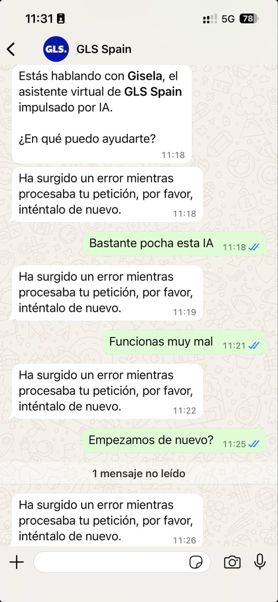 Charles_EA's tweet photo. @GLS_Spain Horrible Gisela… e
imposible hablar con un agente, menudo servicio de atención al cliente… https://t.co/Vhl7mamxqz