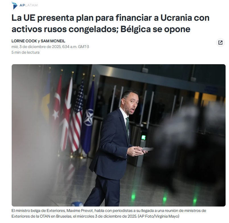Ucrania necesita €136.000 millones para equilibrar sus cuentas en 2026. La UE dispuso que reciba €140.000 millones de activos embargados como préstamo sin interés a devolver en el caso que Rusia pagara las reparaciones de guerra y evitar así aportes de los estados europeos