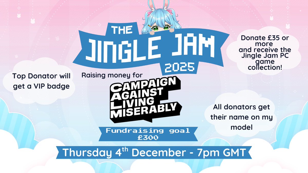 tofuurabbit's tweet image. Tonight at 7pm GMT we will be fundraising for @theCALMzone with @jinglejam !

If you donate £35+ you will get the Jingle Jam game collection but ALSO I'll be doing a GIVEAWAY for a Mouthwashing game key which is one of the games in the collection!

I hope I can see you tonight 💙