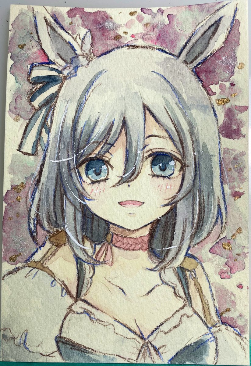 せっかく、道具出したんで
もう一枚エイシンフラッシュさん！
水彩難しい！！！

＃ウマ娘
＃エイシンフラッシュ