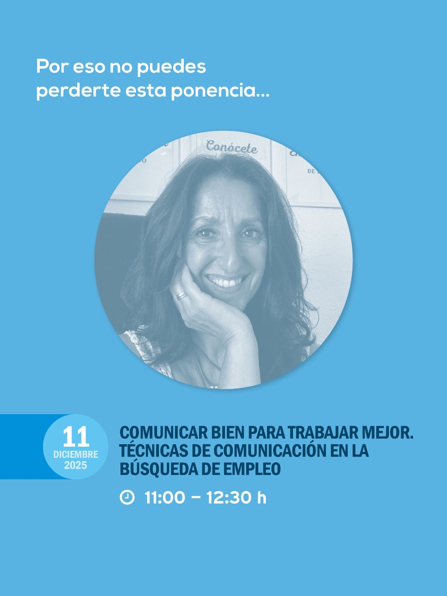 ¿Qué marca la diferencia en un proceso de selección, más allá del currículum? 
💬 La manera en que transmites tus ideas, tu seguridad al hablar, tu escucha… tu comunicación.
📅 11 de diciembre 
📍 Alcalá Desarrollo
🕚 11:00 h
🔗 ¡Apúntate! acortar.link/kQeVl5