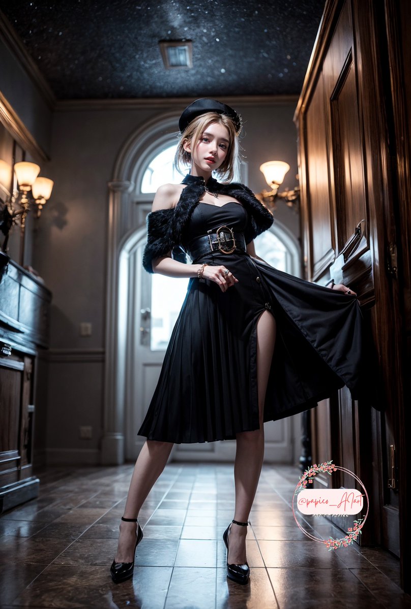 ～～🖤🖤noir🖤🖤～～
Women who wear black lead colorful lives.

have a good sweet dream💗
#AIgirl #aiartwork