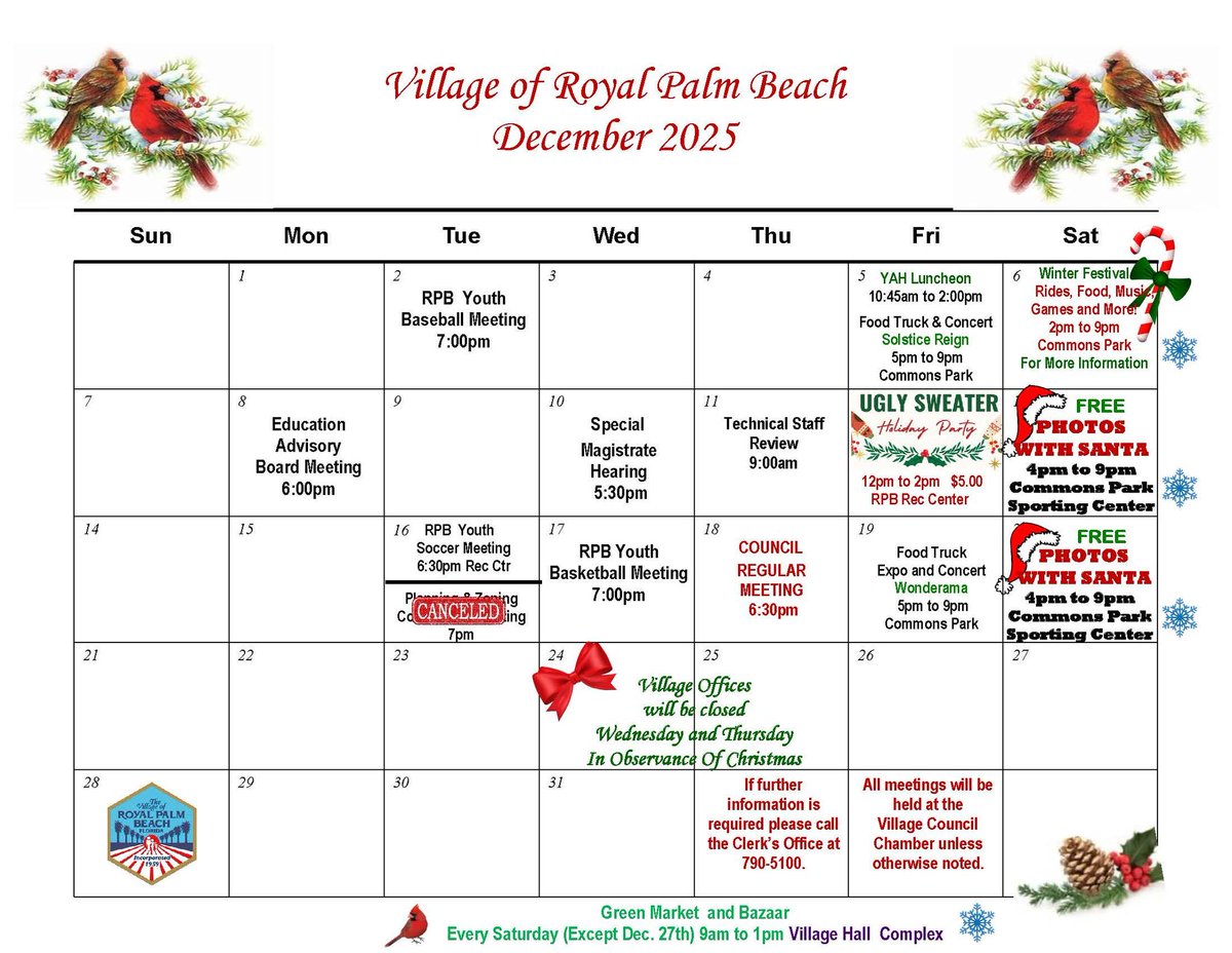 December is here, and the magic has arrived! ✨
Enjoy a month filled with community events, winter fun, and celebrations for all ages.
Check out the full December lineup: royalpalmbeachfl.gov/calendar/month…
Let’s make this month one to remember! 💙❄️✨
