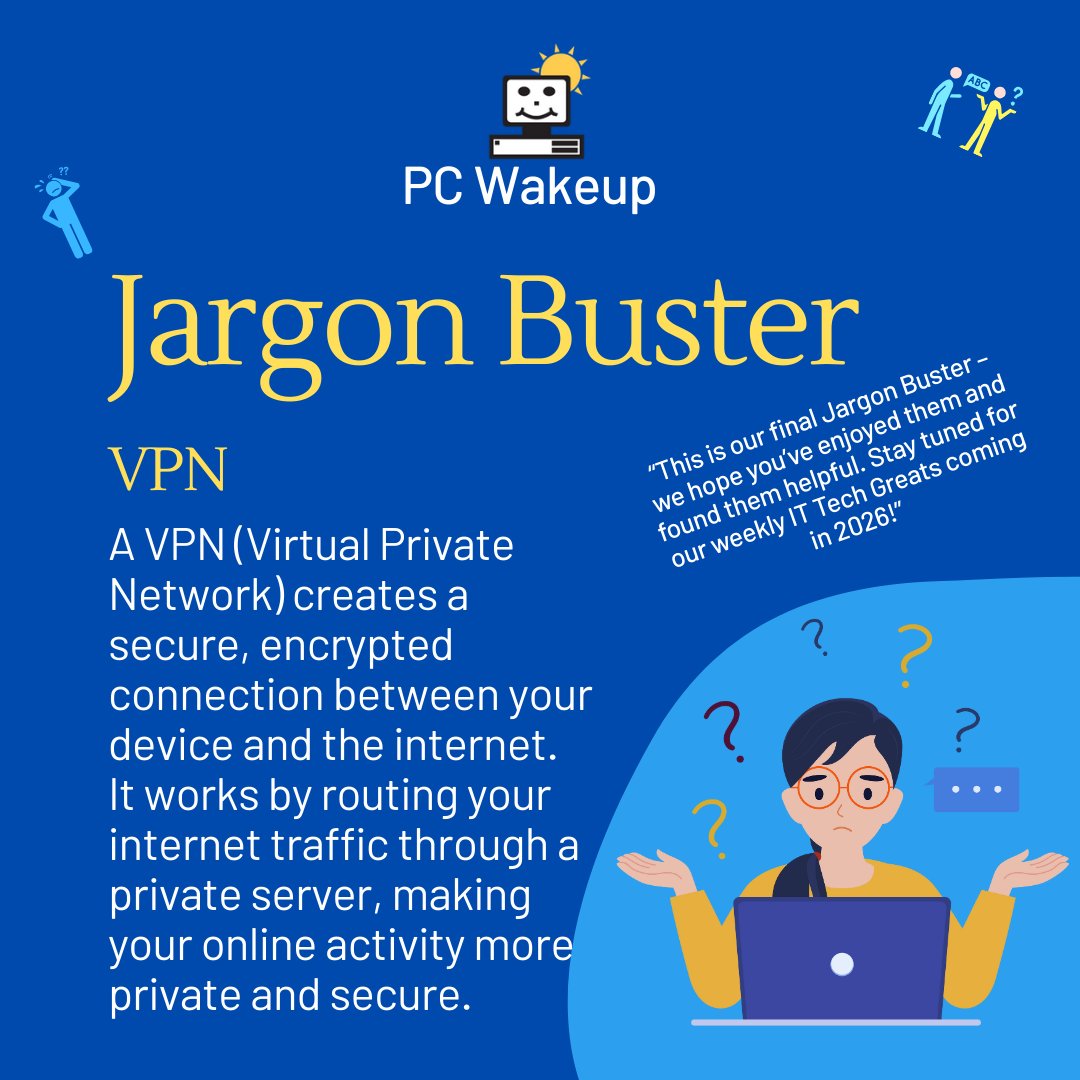 🔐You can still get hacked even if you’re using a VPN.  It improves privacy &amp; security but doesn’t make you completely immune to cyber threats. ✅For stronger protection combine a VPN with Antivirus Software. Call or pop in to discuss how we can help. #PCWakeup #Ipswich #Suffolk
