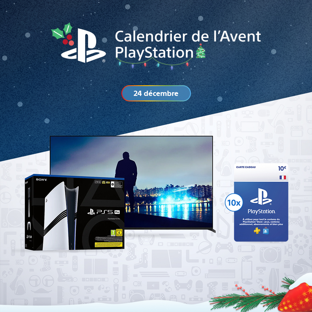 Le voilà : c'est l'ultime lot de notre Calendrier de l'Avent 2025 🎁

Dépensez tous vos tickets (100 max.) pour tenter de remporter 1 PS5 Pro + 1 TV Sony 55XR8M2 : advent.playstation.com/fr-fr

Gagnant affiché demain sur le site. Tous les lots seront envoyés à partir du 12 janvier.