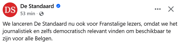 Als je Vlaamse lezers je groene Pravda beu zijn gaan je wat aanschurken bij een publiek dat de taal waar generaties redacteurs voor je voor gevochten hebben na bijna 200 jaar België nog steeds niet of nauwelijks verstaan. AVV - VVK? Maar da's al lang geleden hé.