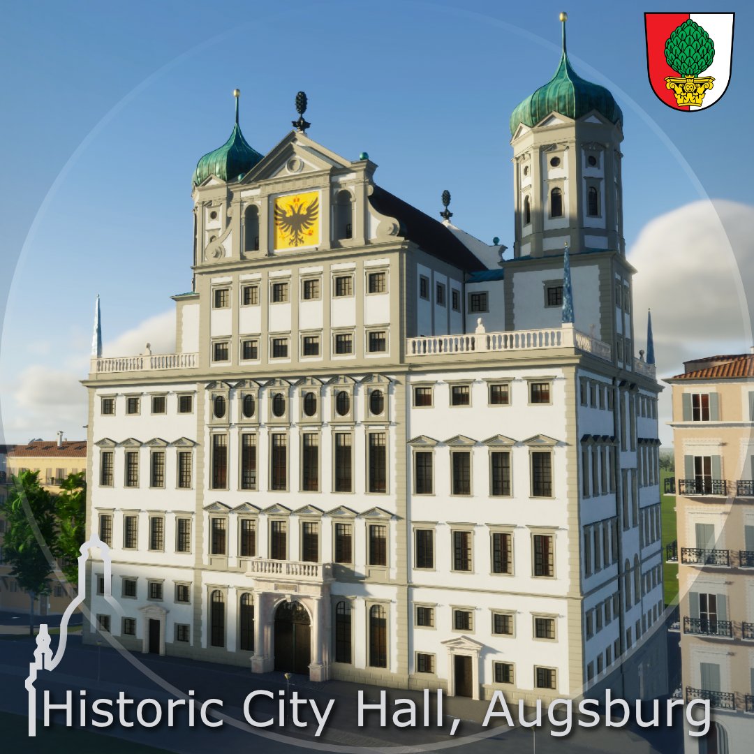 A first is a first!
Happy to write the first of hopefully many posts about an Asset I released to PDXMods!
🏛️ The Historic City Hall of Augsburg is a splendid Renaissance building in the centre of the city - and now yours as well! ❤️

<a href="/CitiesSkylines/">Cities: Skylines</a>
mods.paradoxplaza.com/mods/126627/Any