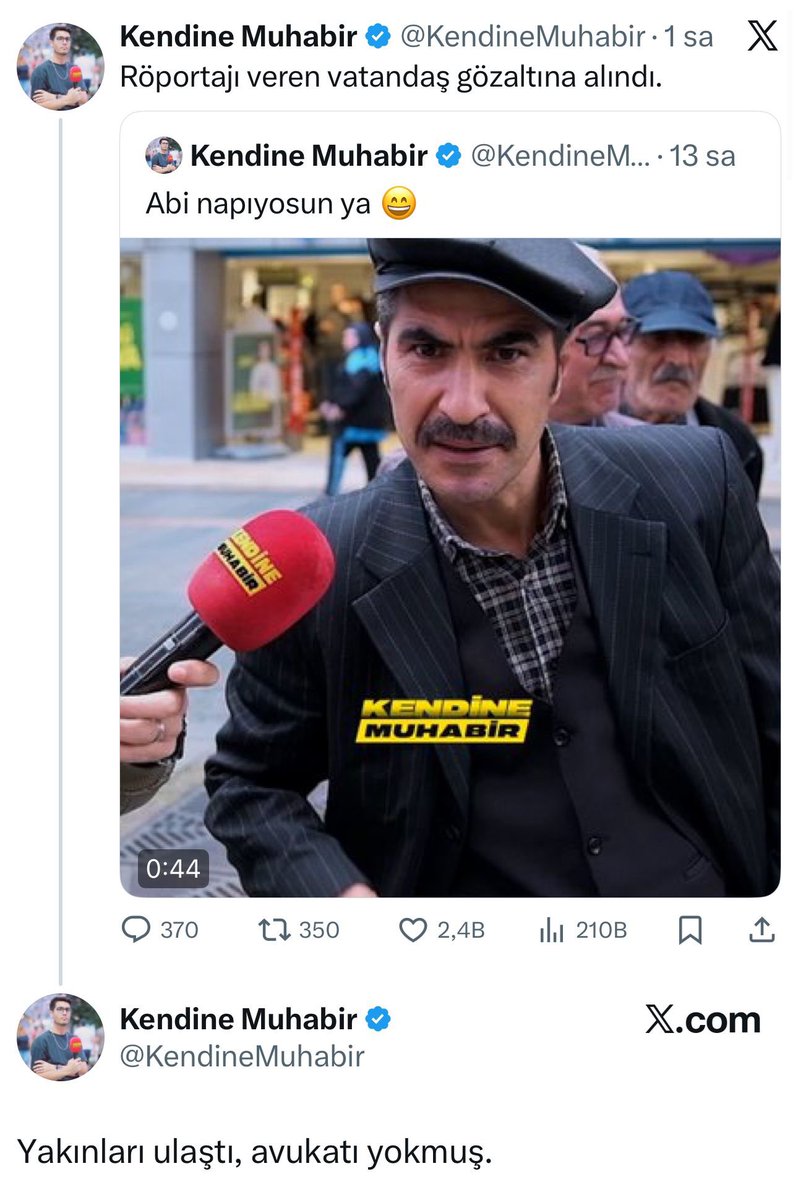 'Kendine Muhabir' isimli Hasan Köksoy provokasyonlarına devam ediyor.

Mikrofon uzatarak, devleti ve devlet büyüklerini hedef aldırdığı şahsın uyuşturucudan, kötü muamele ve kasten yaralamadan dosyası olan Halil Kürklü olduğu öğrenildi.
Şahıs gözaltına alındı.