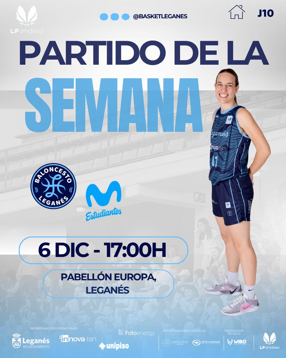 basketleganes's tweet photo. 🔵 El segundo de la semana 🔵👇🏼

Este sábado.. ¡PARTIDAZO EN EL EUROPA! 

📆 6 DICIEMBRE
⏰17:00H
🆚 @MovistarEstu
📍 Pabellón Europa, Leganés
📺 Canal Feb, YouTube 
🎟️ https://t.co/qNcpyINsDW
🎟️ En la entrada del pabellón 1h antes del inicio del partido

¡No te lo puedes perder! https://t.co/DFivQa1N72