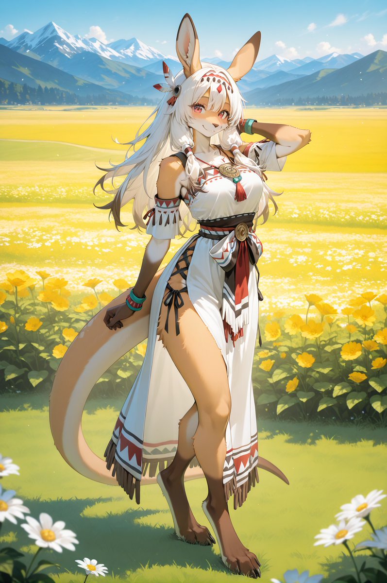 kemomix_jp's tweet photo. Kangaroo Girl in Traditional Tribal Attire https://t.co/ypdFzfzMpB