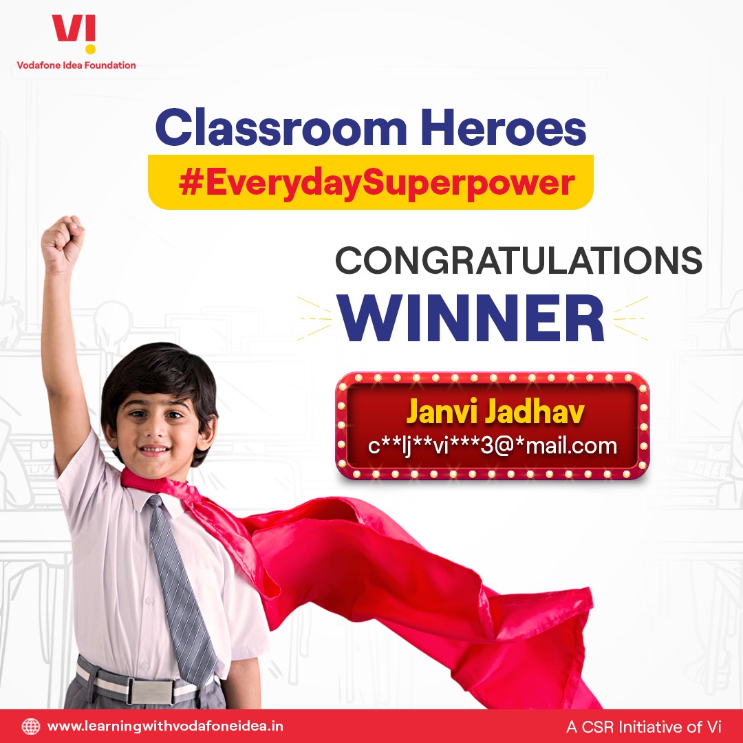 We’re happy to announce our Children’s Day Contest winner — Janvi Jadhav! 🎉👏
Congratulations, Janvi! Your gift will reach you soon.
Thank you to all the kids who took part. Keep learning, dreaming, and believing in yourselves.
#LearningWithVodafoneIdea #ChildrensDayContest
