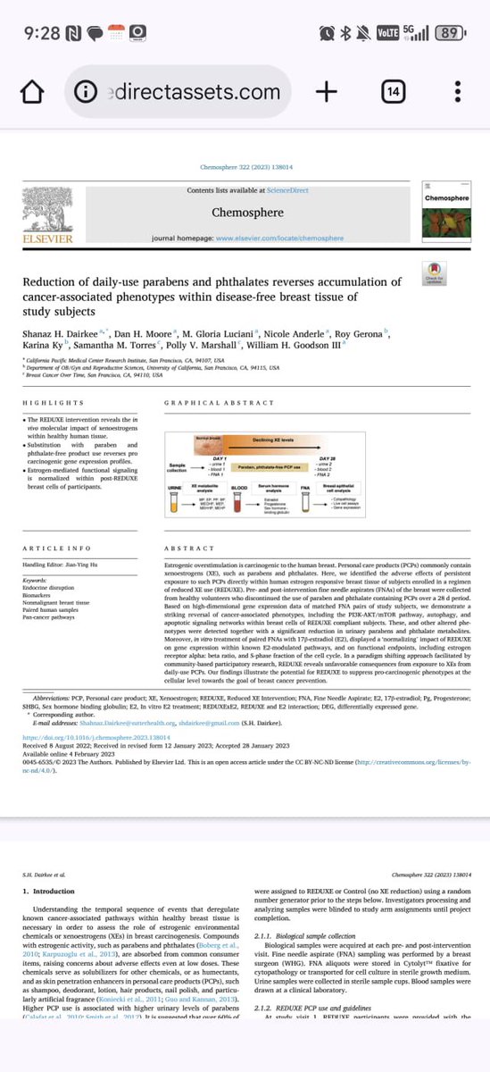 هل تتخيل ان مجرد تغيير الشامبو والكريم خلال 28 يوما
قد يغير الطريقة التي تتصرف بها الخلايا في ثديك؟

الفريق العلمي تابع نساء اصحاء يستخدمون منتجات عناية شخصية مليئة بالبارابين والفتالات
مواد موجودة في الشامبو
المرطبات
مستحضرات التجميل
والعطور.
هذه المركبات تتصرف مثل الاستروجين