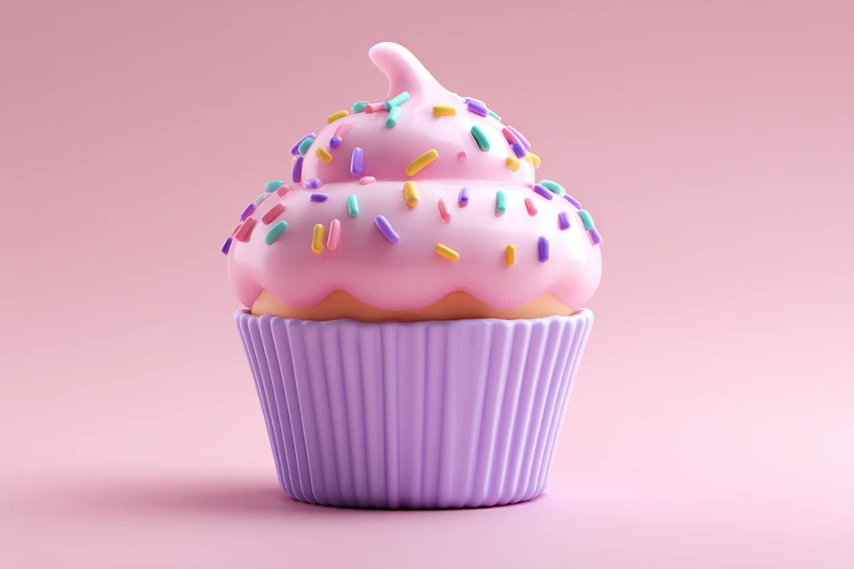 Claymorphic cupcake render