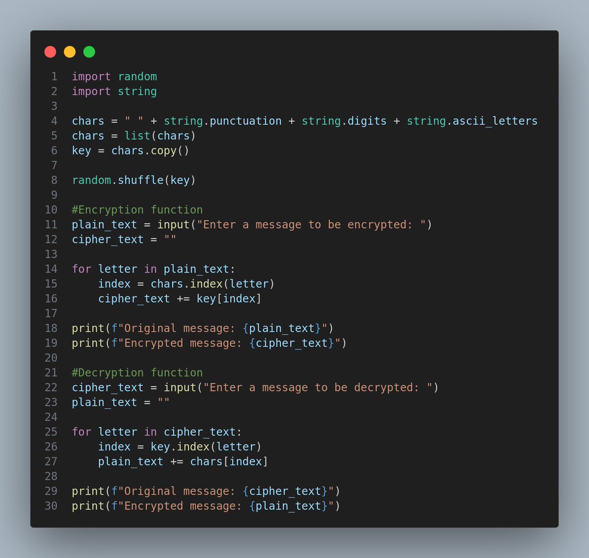 ennycodes's tweet image. text encryption program in python 🐍

#learningcode
