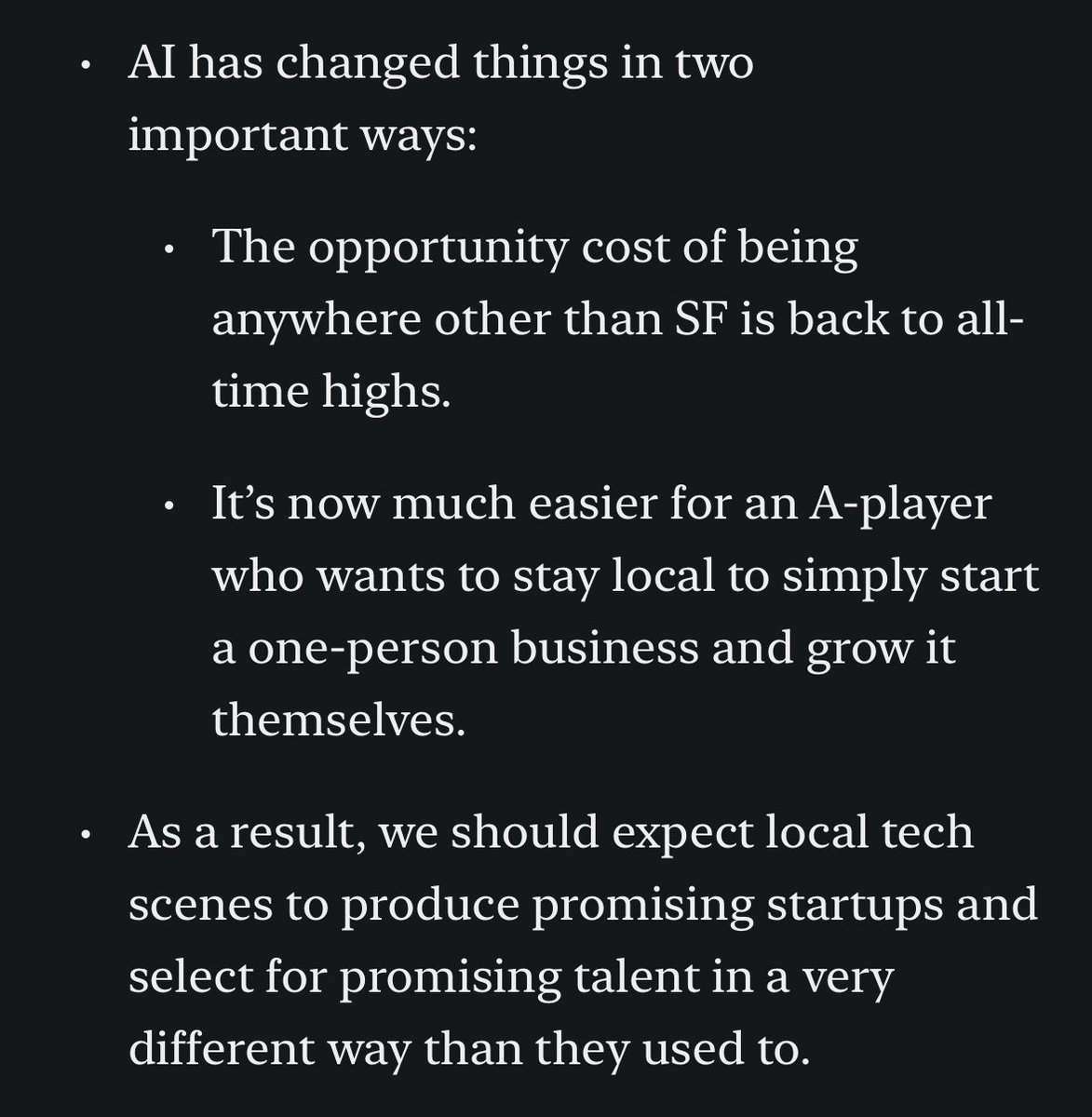 dravishakatoch's tweet image. So true for India as well re: Bangalore. 

Observing a trend of A-players building a solo business with decent cash flow out of their hometowns and staying out of VC radars.