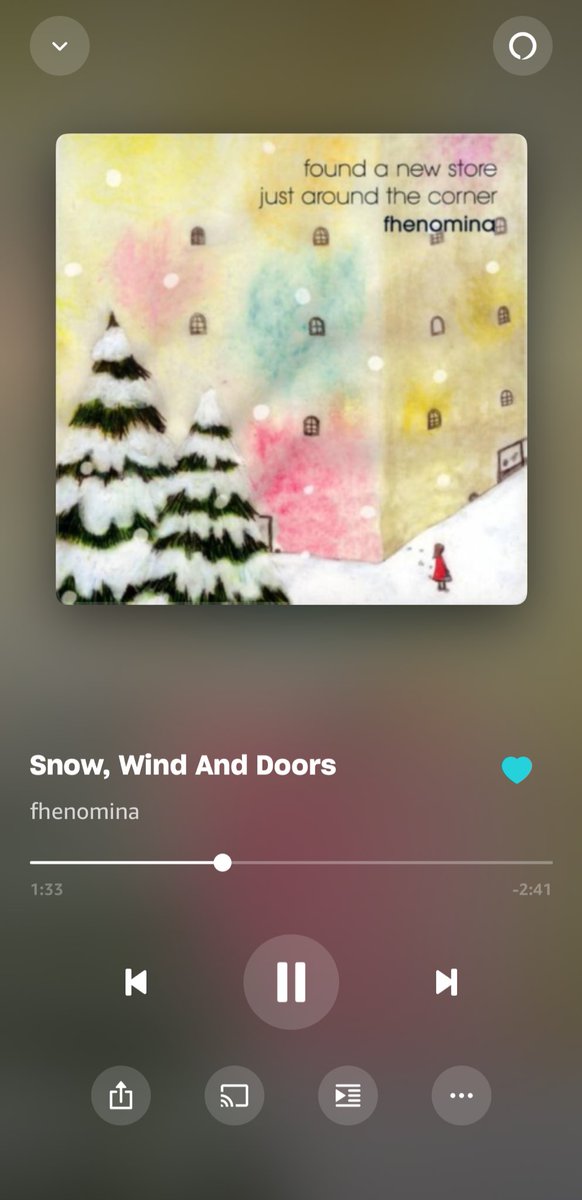 Fhenomina「snow, wind and doors」
shazam.com/track/11896226…

すごく素敵な楽曲が街中で流れてたので、Shazamしたらちゃんと見つかって嬉しかった🪐⋆.˚⊹⁺
ストリーミングになくて、CDも待ちきれなくてAmazon musicで購入しちゃった！