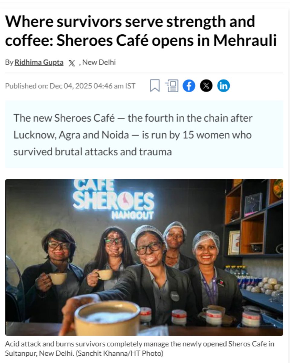 SheroesHangout's tweet photo. @SheroesHangout Delhi Cafe has been featured in the news media.

We thank @HindustanTimes &amp; @ridhimagupta27 for covering our story and recognising the spirit of our #Sheroes. https://t.co/6UsRD0c3Uz
