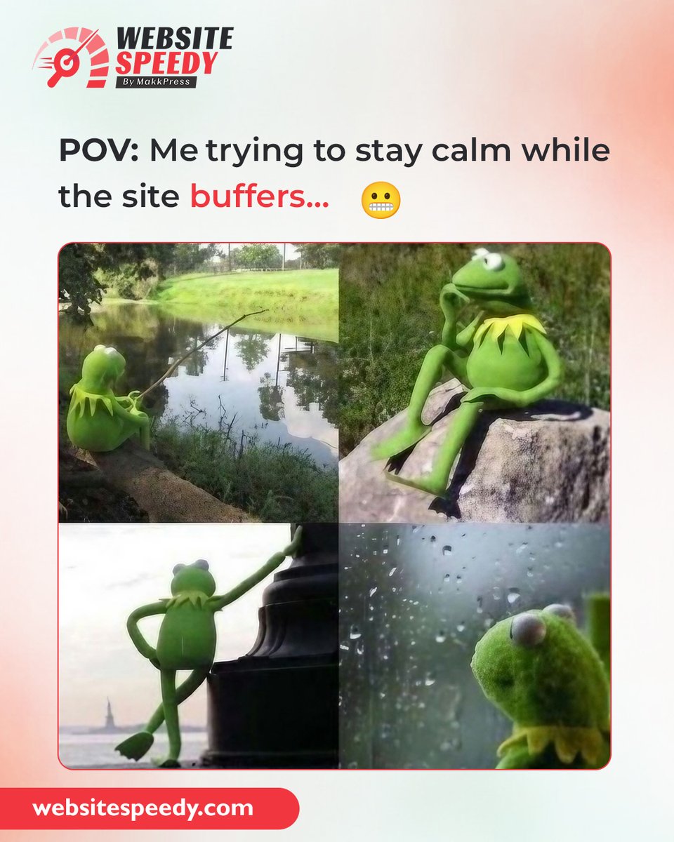 WebsiteSpeedy's tweet image. Kermit is patient.
Your customers aren’t. 😂💨

Fix it before it hurts your sales → websitespeedy.com

#WebsiteSpeedy #TechHumor #SlowWebsiteStruggles #BoostYourSite #WebsiteSpeed #SpeedOptimization #WebsiteFix #BounceRate #SiteSpeedMatters #GrowOnline #Shopify #Wix