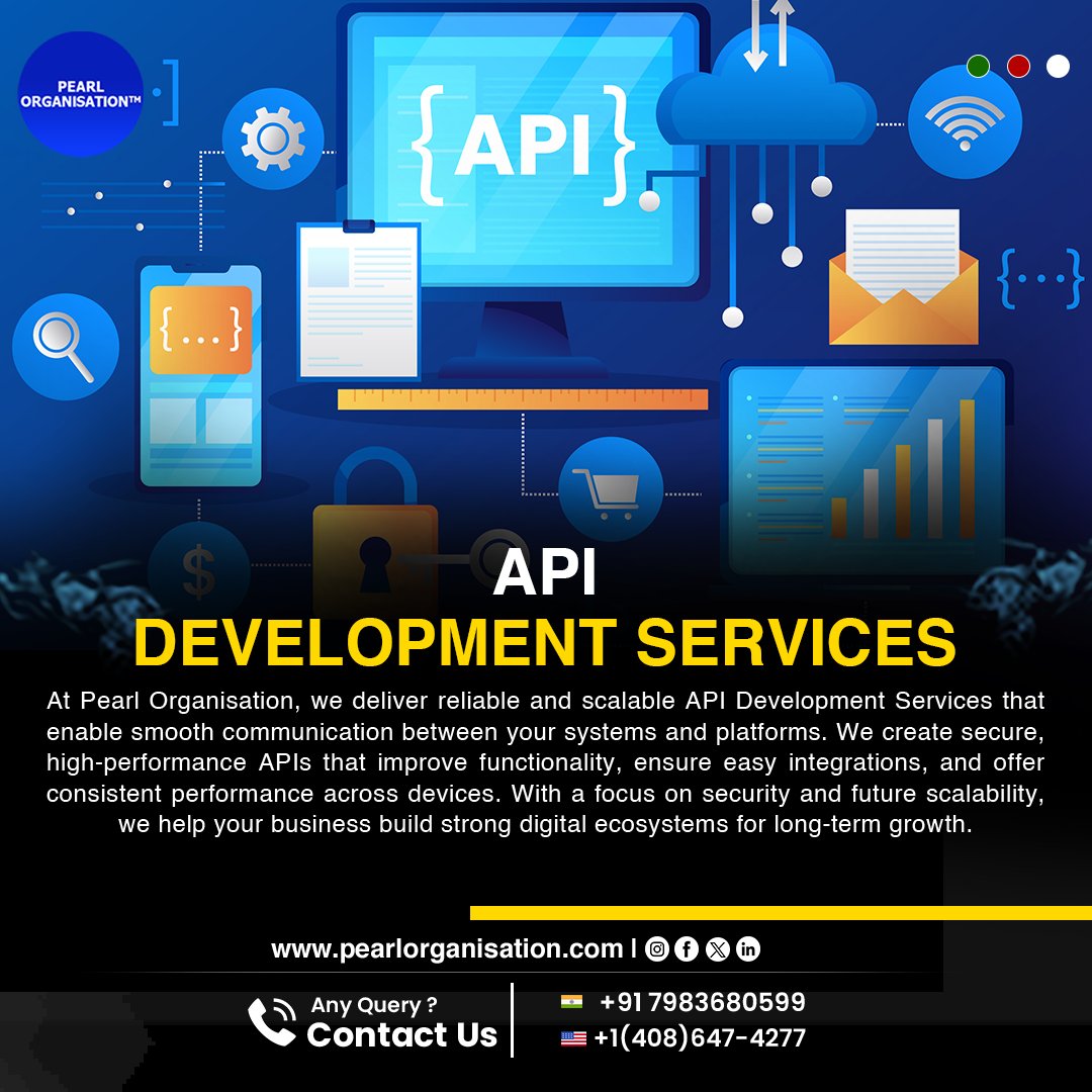 pearlorgs's tweet image. Secure, scalable API Development for seamless data exchange and smooth communication..
.
🌐 pearlorganisation.com
📞 Contact Us : +91 7983680599 , +1(408) 647-4277
.
.
#PearlOrganisationReviews #APIDevelopment #APIIntegration #CustomAPI #RESTAPI #SecureAPIs #ScalableSolutions