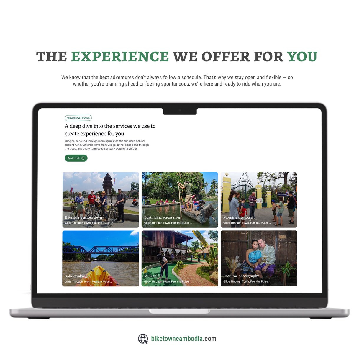 SwevenVisuals's tweet photo. Bike Town Cambodia: Booking site for bike rides, kayaking, and other local adventures.
#biketowncambodia #webdevelopment #booking #travel #cambodia #swevenvisuals https://t.co/i1fErYCbsx