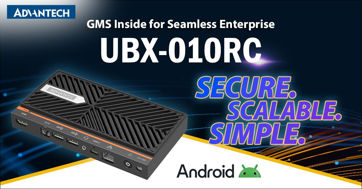 Meet Advantech’s UBX-010RC - a compact, fanless Android 14 edge computer with built-in GMS. 

Get Google Play, Android Enterprise tools, and enterprise-grade protection for data-sensitive environments.

Learn more: bit.ly/43QCXyt